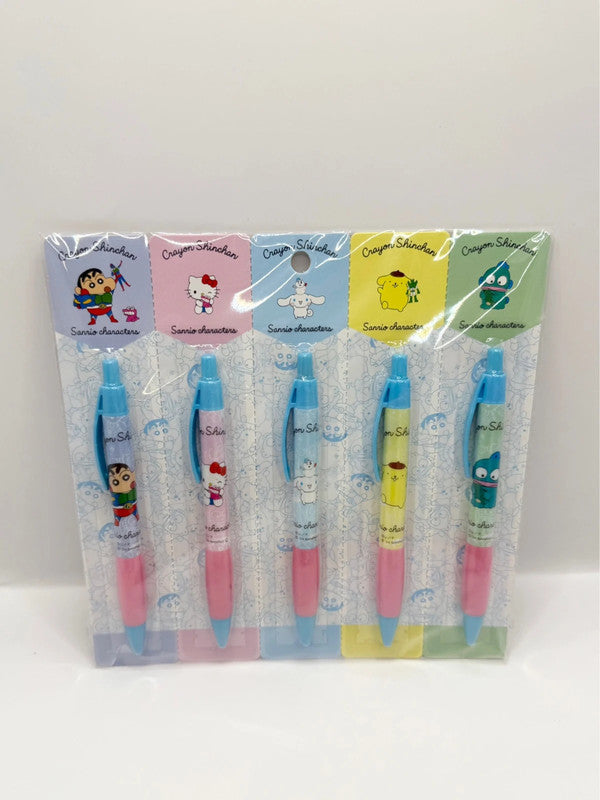 Crayon Shinchan x Sanrio Characters Pen Set of 5