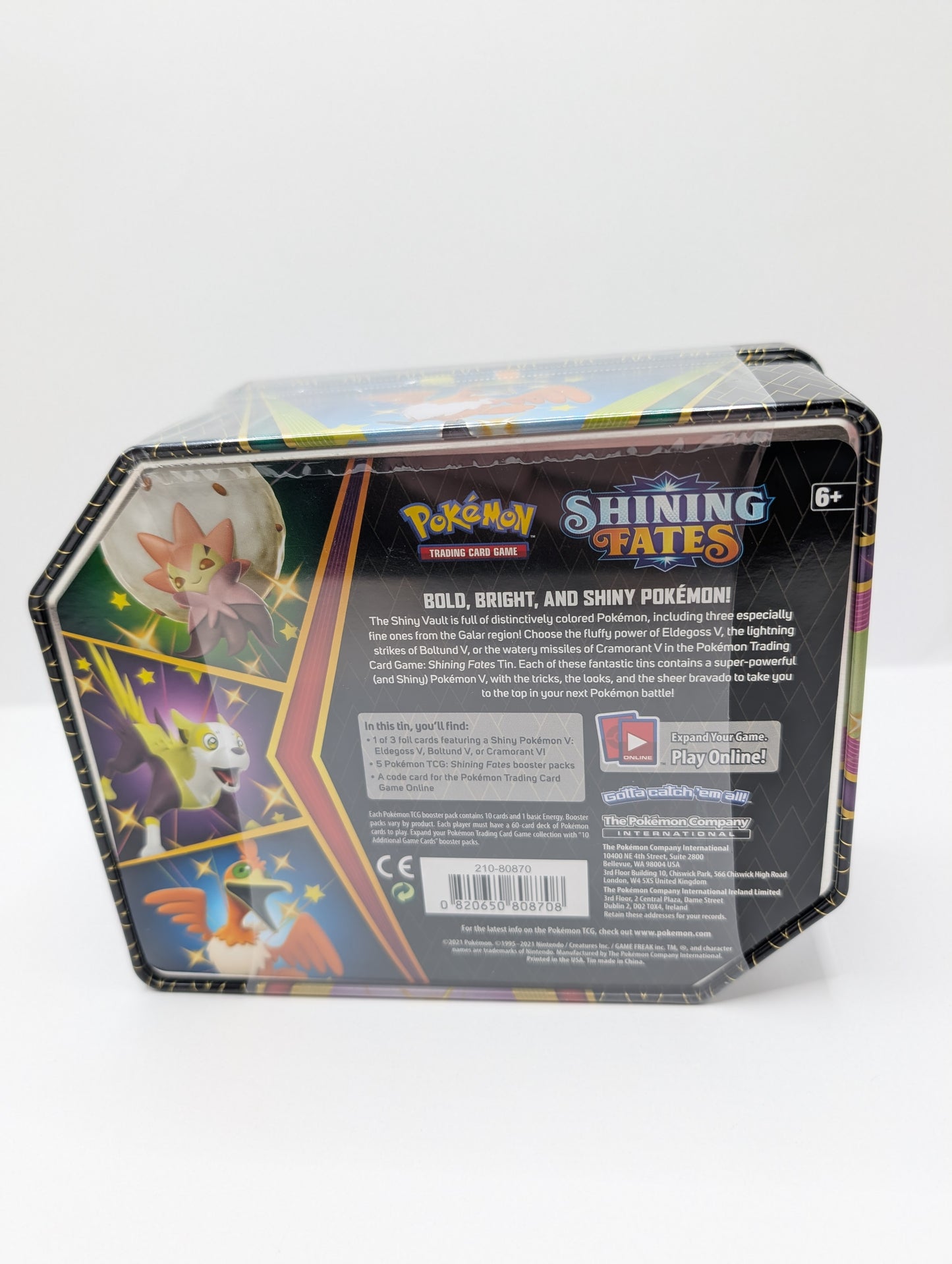 Pokemon Cramorant Large Tin Box Shining Fates includes 5 Booster packs