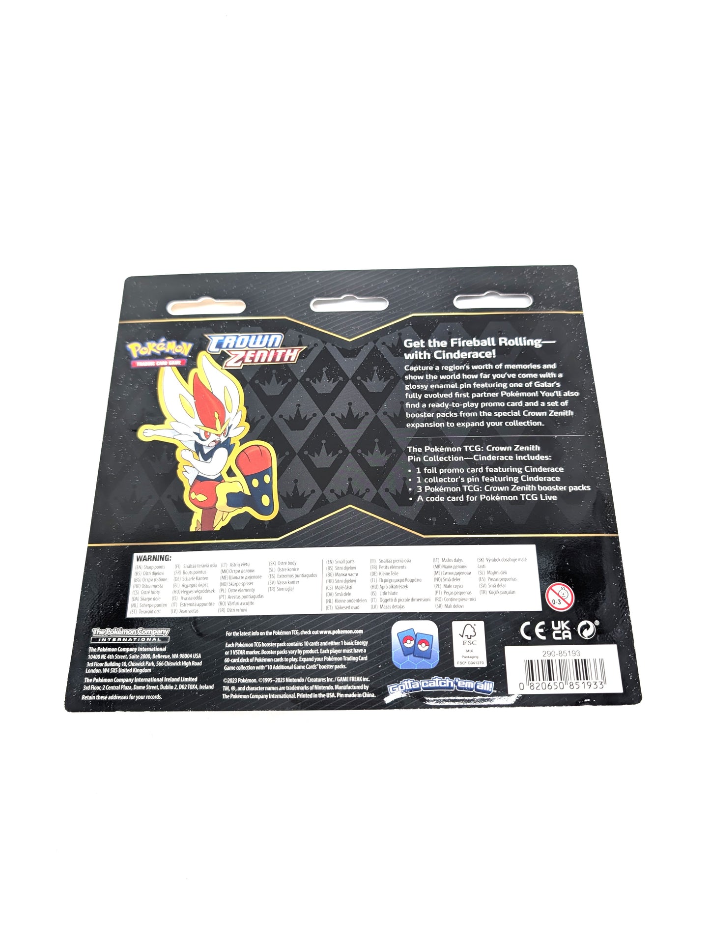Pokemon Crown Zenith 3 Pack Triple Blister Inteleon Promo Pin Collection
