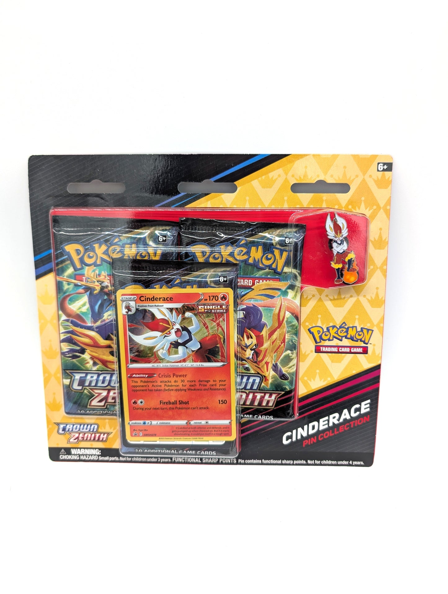 Pokemon Crown Zenith 3 Pack Triple Blister Cinderace Promo Pin Collection