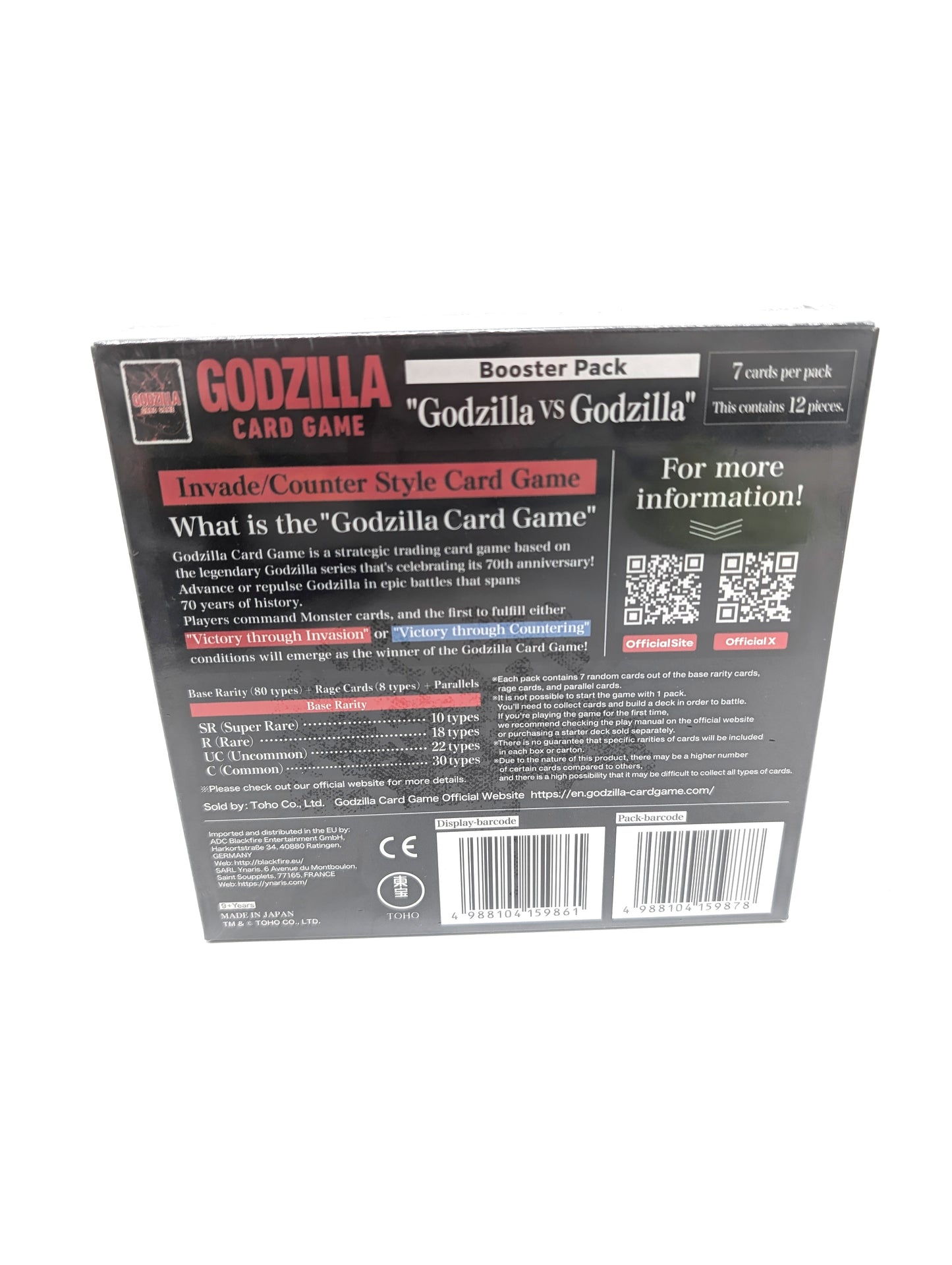 English Godzilla Official Card Game godzilla vs godzilla Booster Box Vol.1