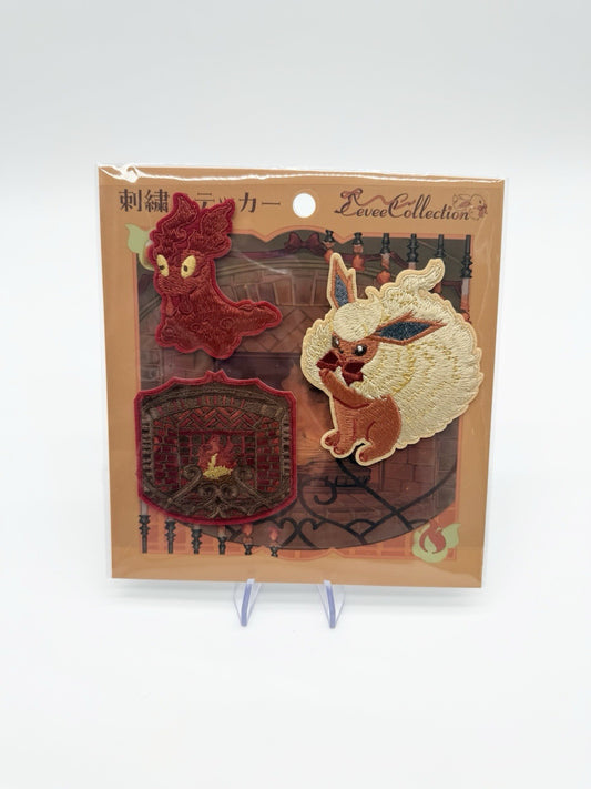 New & Sealed Pokemon Center Japan 3 Piece Embroidered Sticker Set Flareon Design