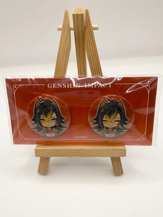 Genshin Impact Badge Set of 2 Official Mihoyo Red