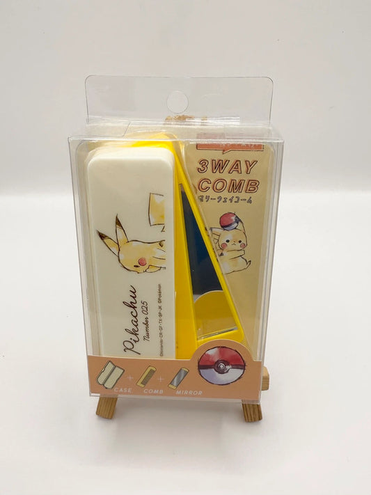 Pokemon Official 3-Way Comb & Mirror Case Pikachu Design