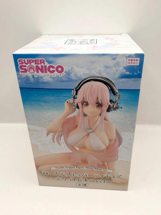 Super Sonico Noodle Stopper Figure White Bikini Ver. FuRyu New