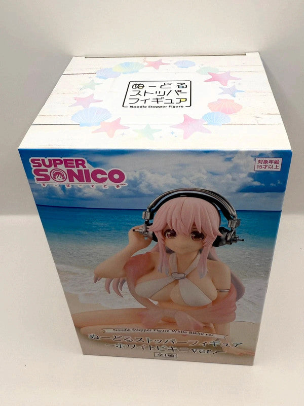 Super Sonico Noodle Stopper Figure White Bikini Ver. FuRyu New