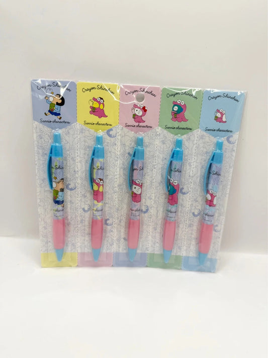 Crayon Shinchan x Sanrio Characters Pen Set of 5