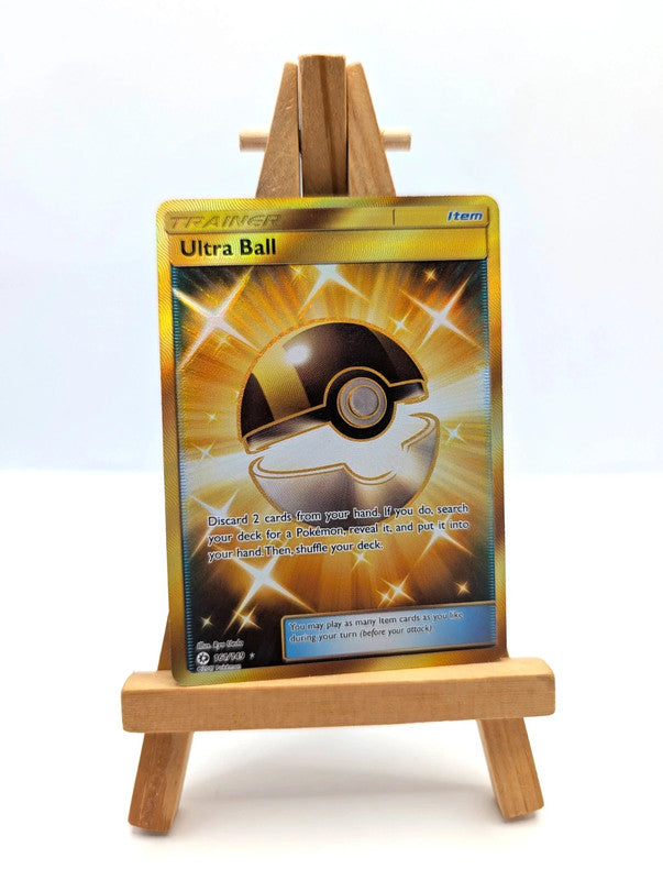 Pokemon Ultra Ball Gold Secret Rare Sun & Moon 161/149 Holo Trading Card