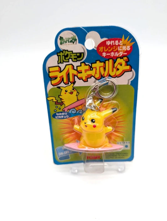 New and Sealed Pikachu Surfing Pokémon Light-Up Keychain Figure Tomy 1999 Toy Japan