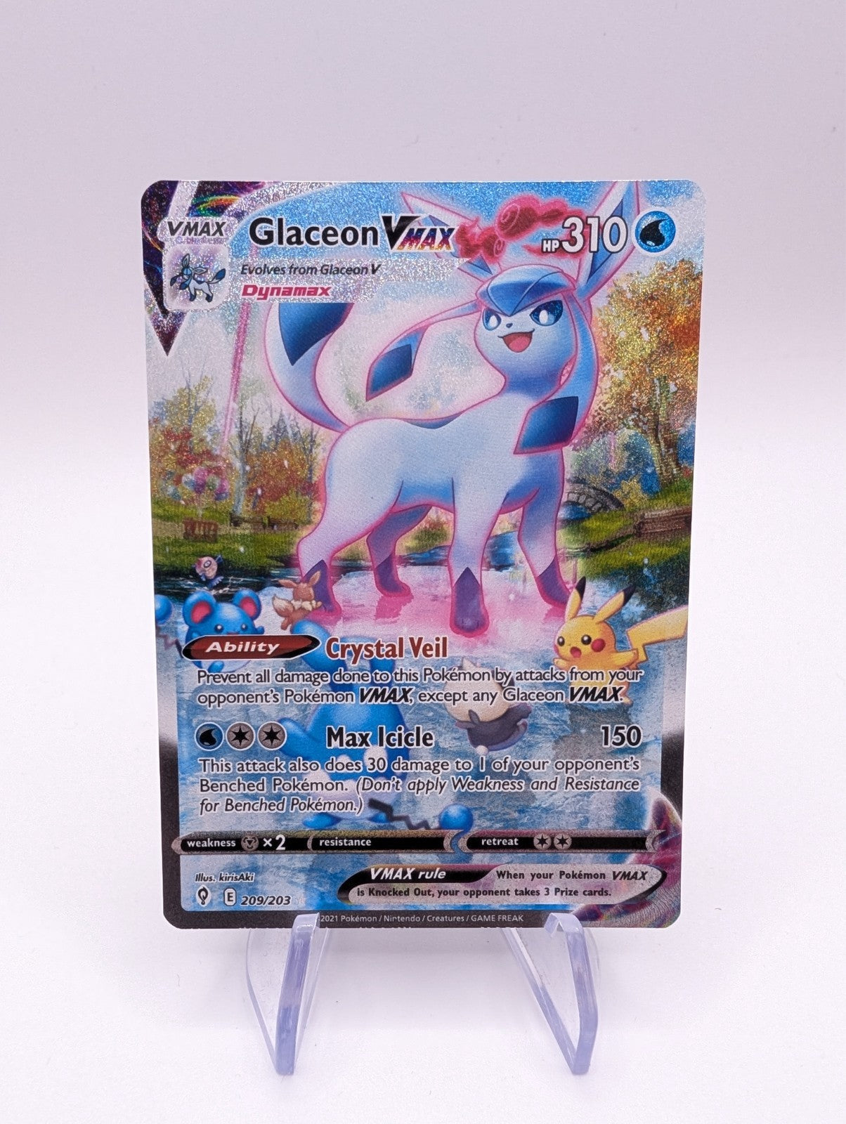 Glaceon VMAX (Alternate Art Secret) 209/203 Swsh07: Evolving Skies Holo