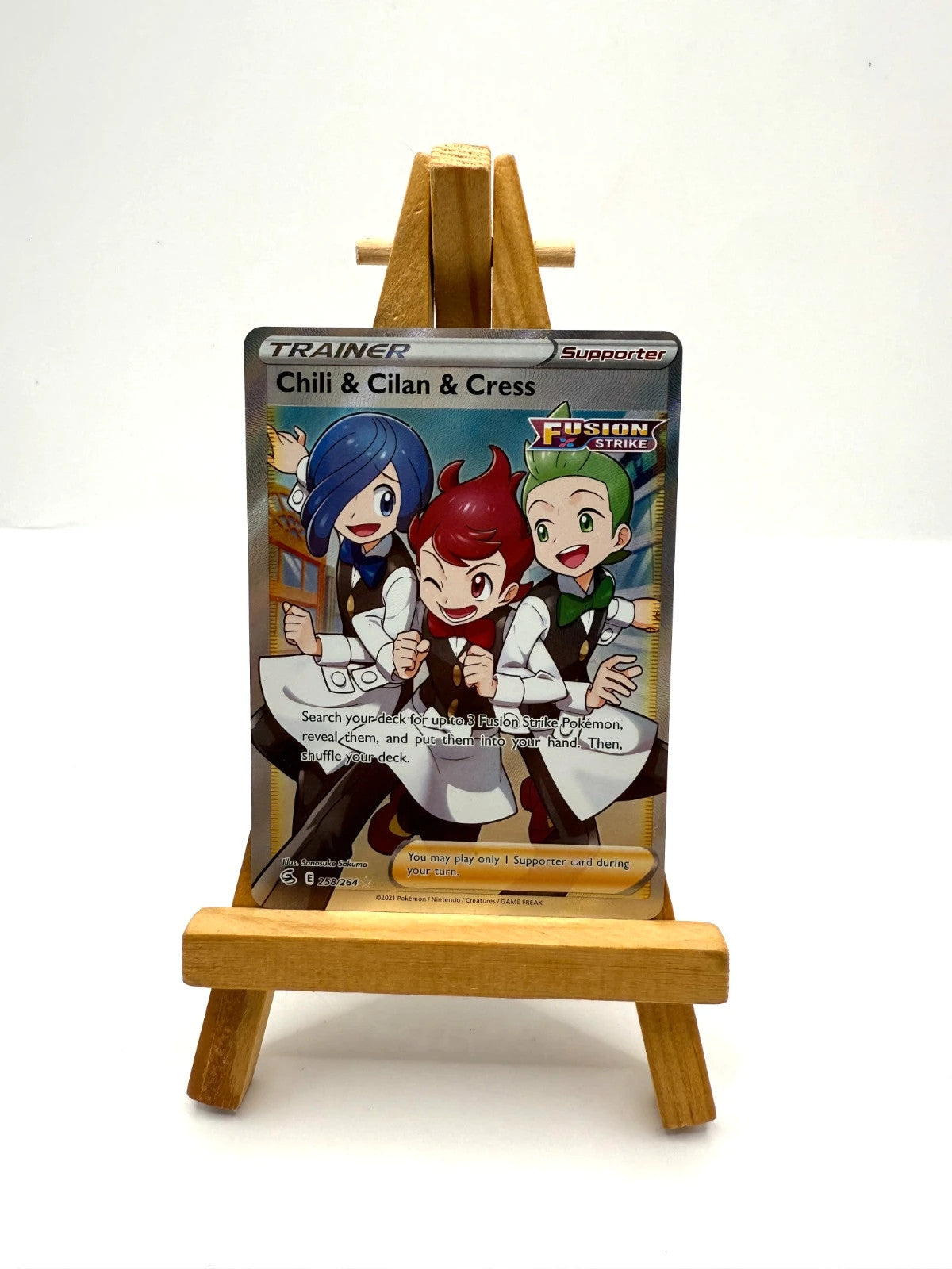 Chili and Cilan and Cress 258/264 Full Art Fusion Strike Near Mint