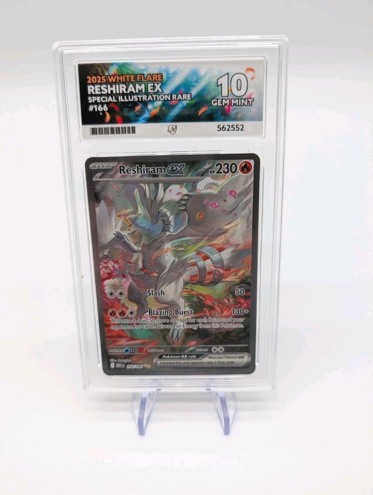 Pokémon TCG Reshiram Ex White Flare Sir 166/086 Ace 10 (perfect subgrades)