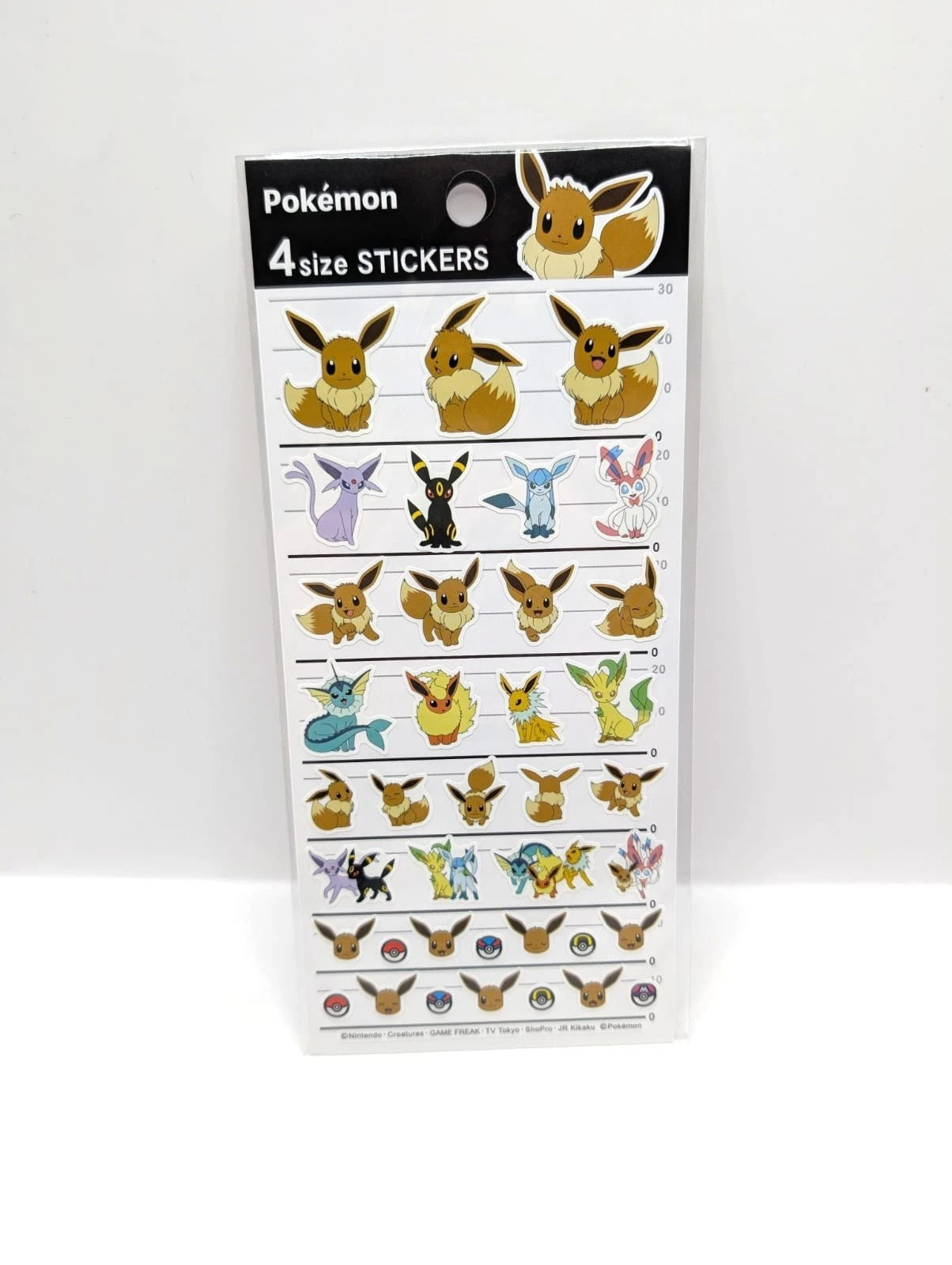 Pokemon Official Sticker Sheet Eevee Evolution Design