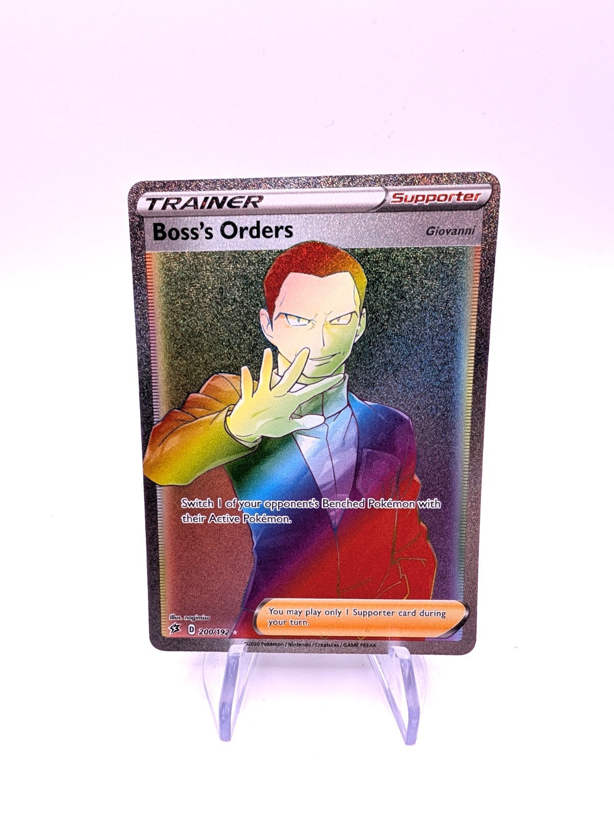 Pokémon TCG Boss’s Orders 200/192 Rainbow Full Art Rebel Clash