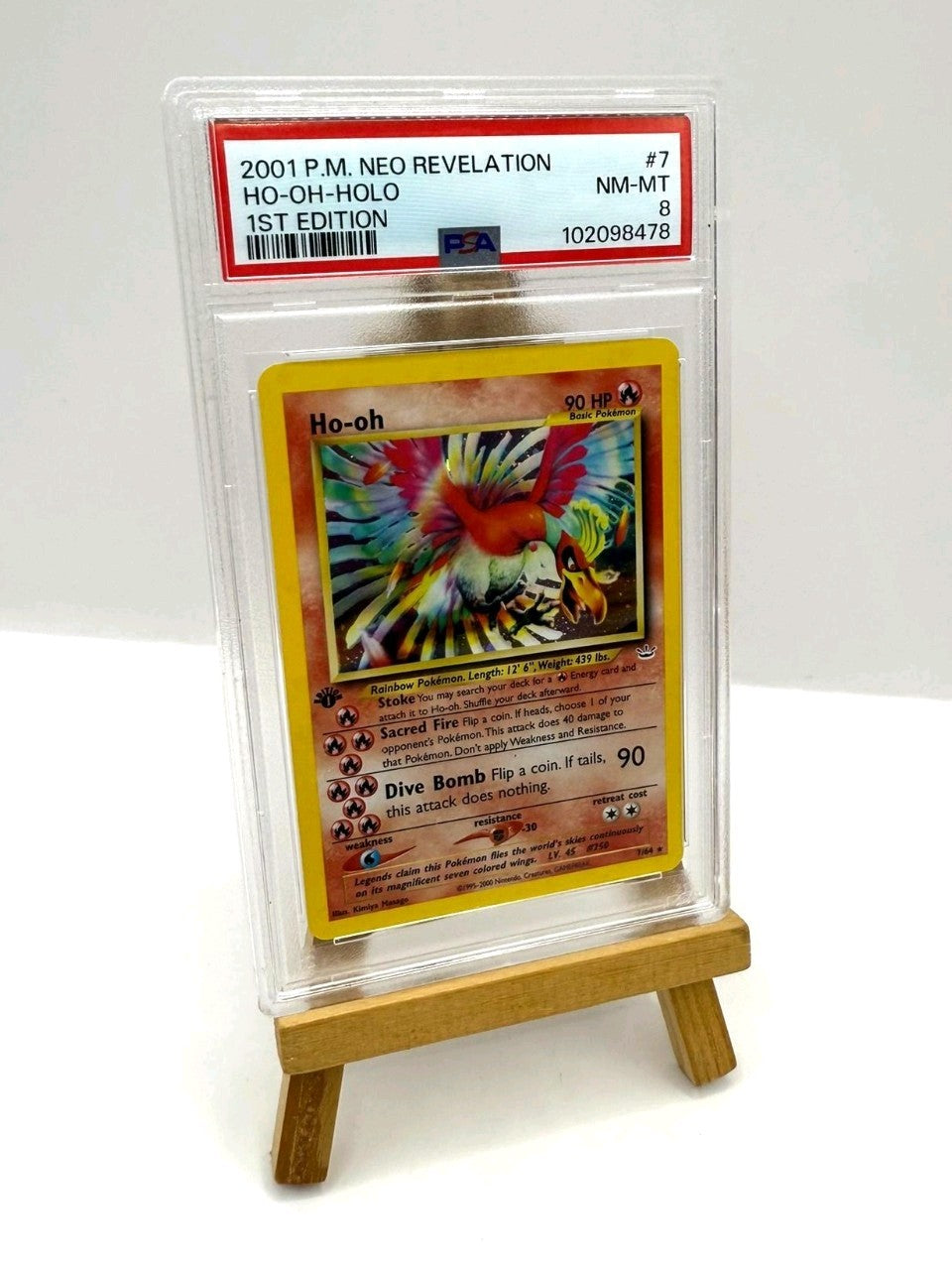 Pokemon Neo Revelation 1st Edition Ho-Oh 7/64 Holo PSA 8