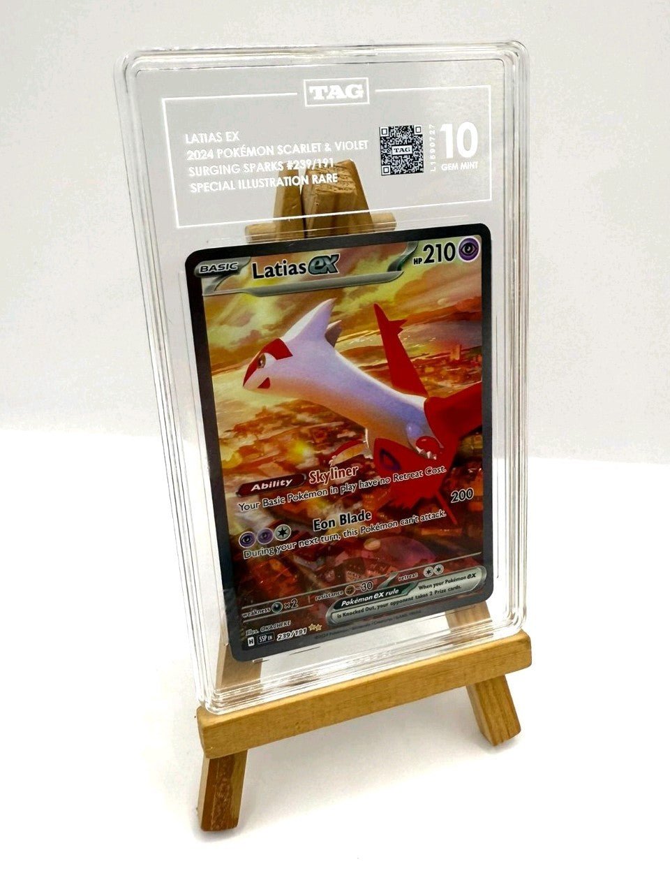 Tag 10 GEM MINT Latias ex 239/191 Sv08: Surging Sparks Holo Pokemon 2024