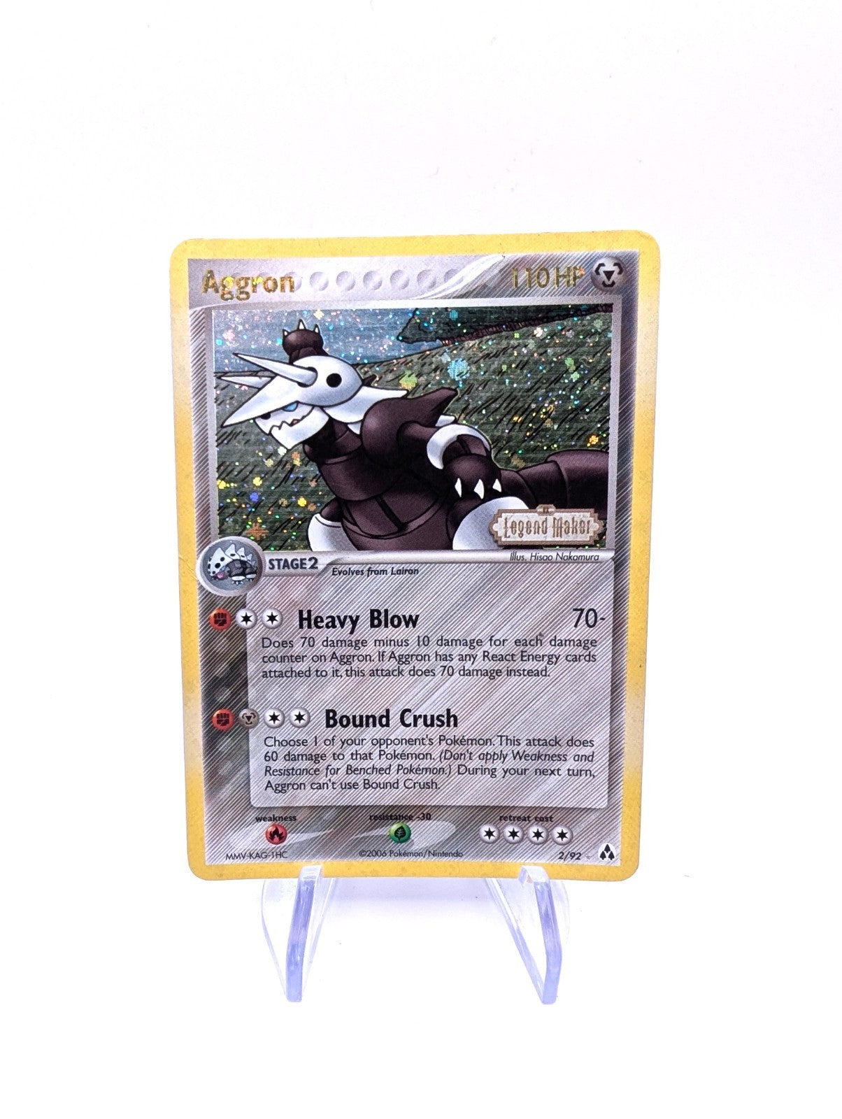 Aggron 2/92 Ultra Rare Cosmo Holo Legend Maker Stamped Pokemon Card