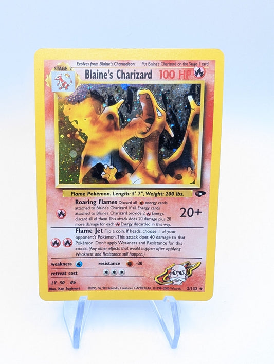 Blaine’s Charizard Holo 2/132 Gym Challenge Pokemon TCG WOTC - NM
