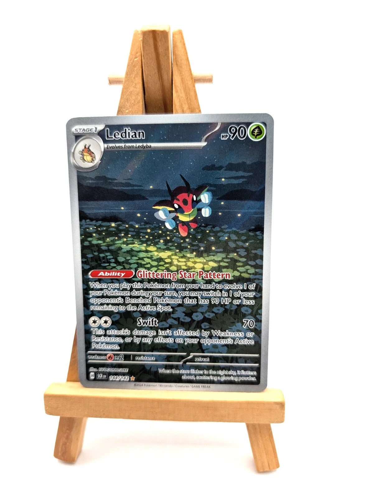 Pokémon TCG Ledian 144/142 SV Stellar Crown Illustration Rare Near Mint.