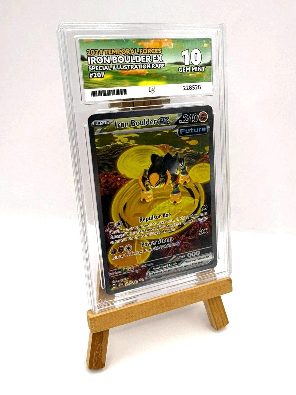 Iron Boulder ex Spec Illustration Rare 207/162 Temporal Forces ACE Gem Mint 10