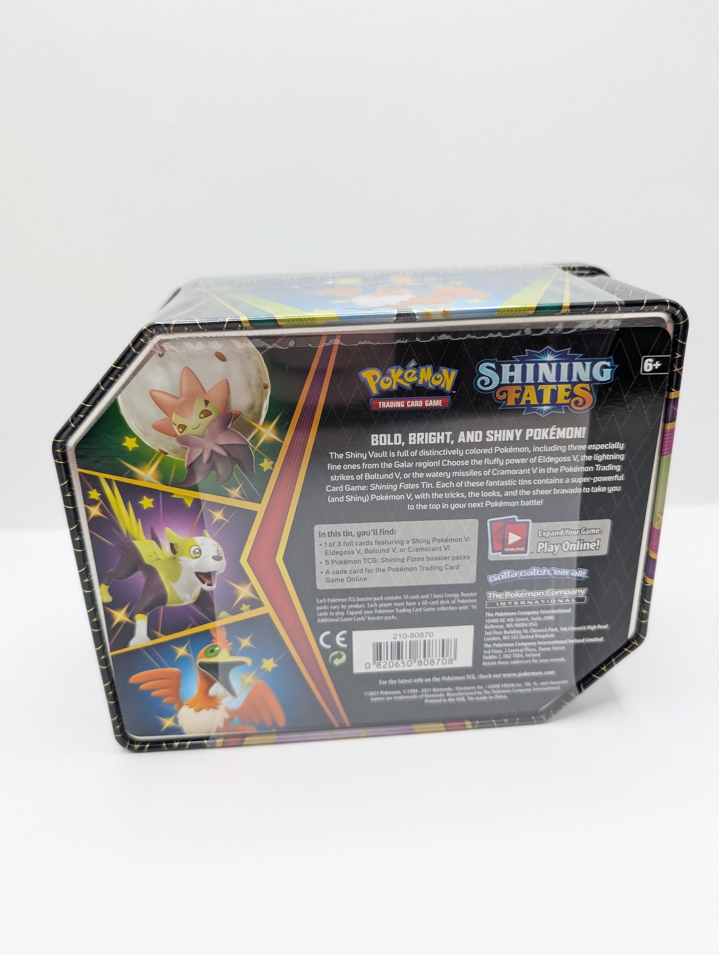 Pokemon Cramorant Large Tin Box Shining Fates includes 5 Booster packs