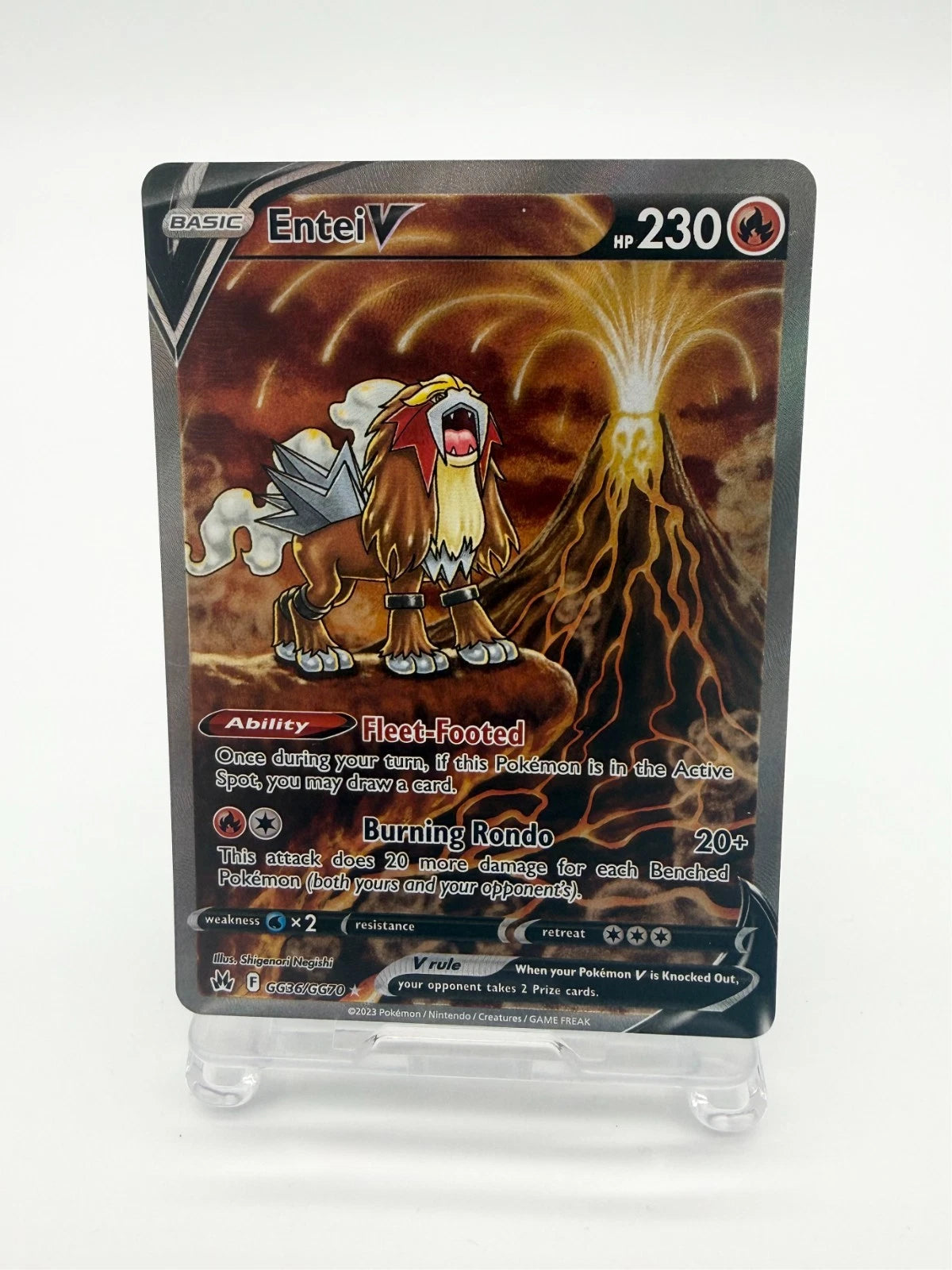 Entei V GG36/GG70 Holo V Rare Crown Zenith Galarian Gallery Pokemon Near Mint