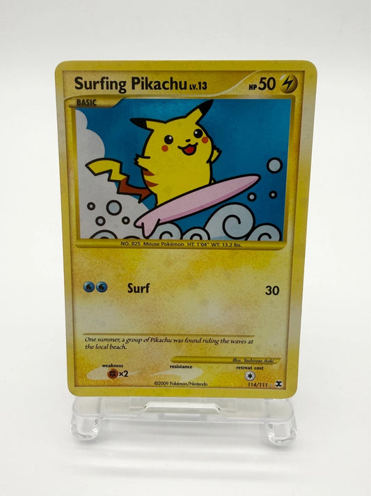 Pokemon TCG Surfing Pikachu 114/111 2009 Rising Rivals Secret Rare LP