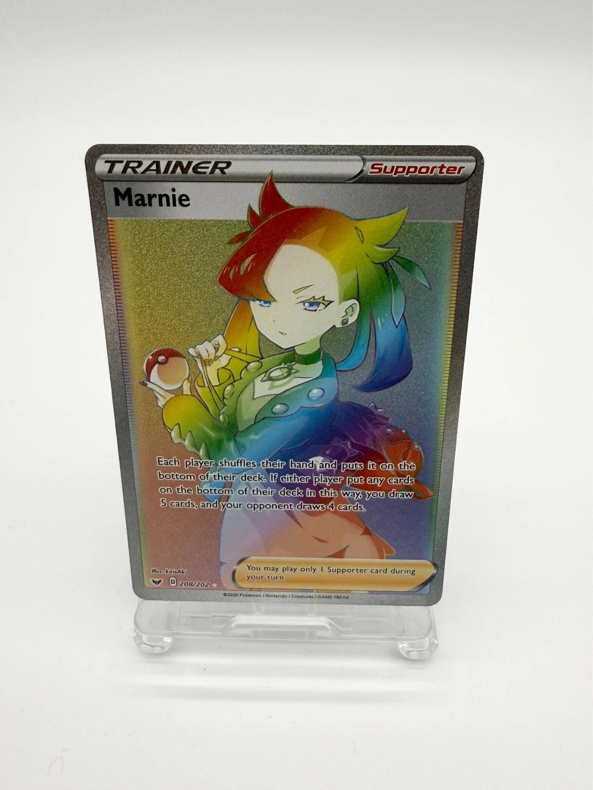 Marnie 208/202 Rare Rainbow Sword & Shield Pokemon NM