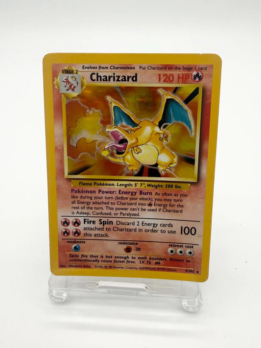 Pokémon Charizard 4/102 Base Set Holo Card Wotc Vintage MP