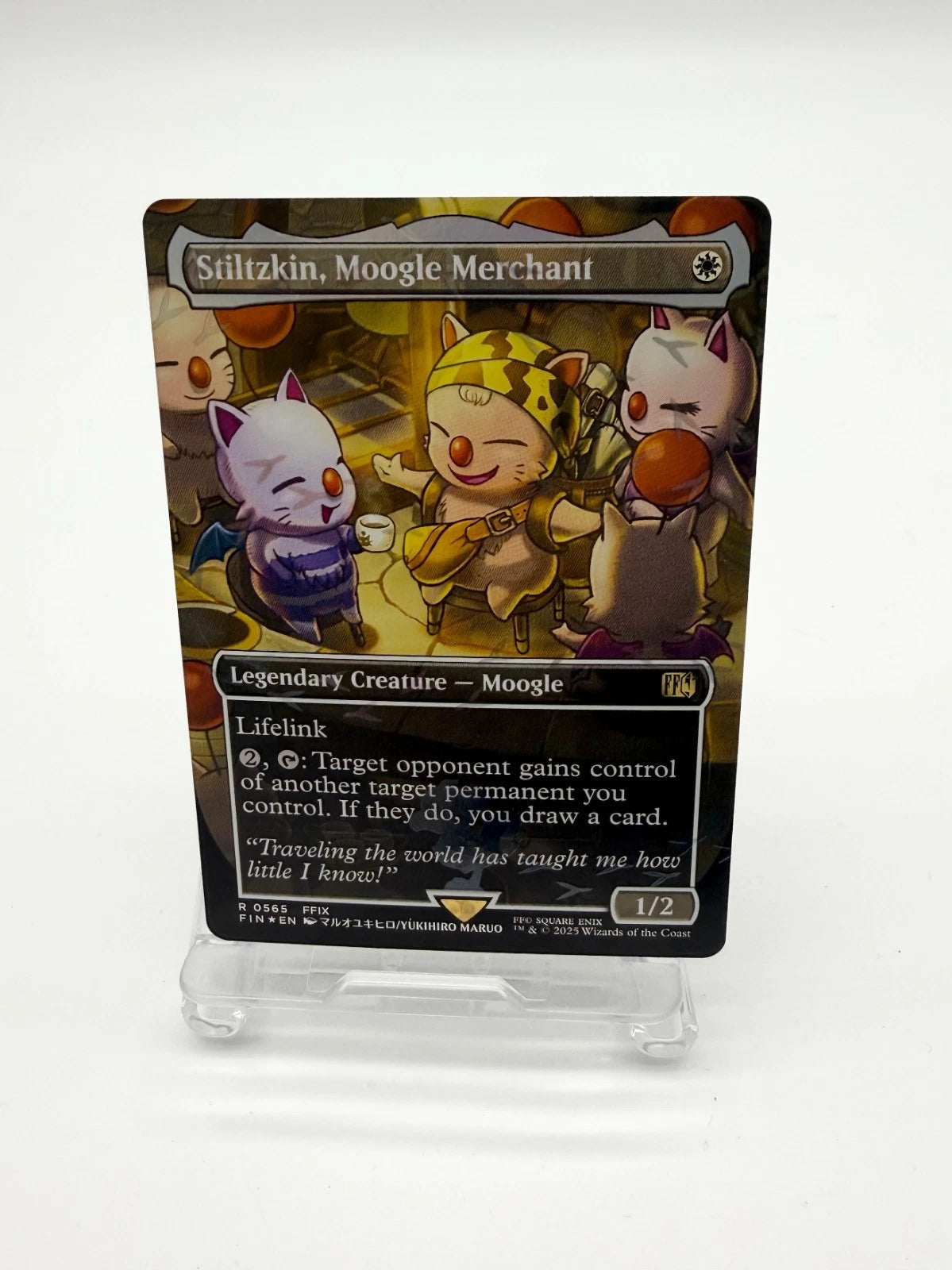 Stiltzkin, Moogle Merchant | Borderless Chocobo Track Foil | Final Fantasy MTG