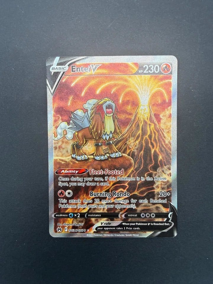 Entei V GG36/GG70 Holo V Rare Crown Zenith Galarian Gallery Pokemon Near Mint