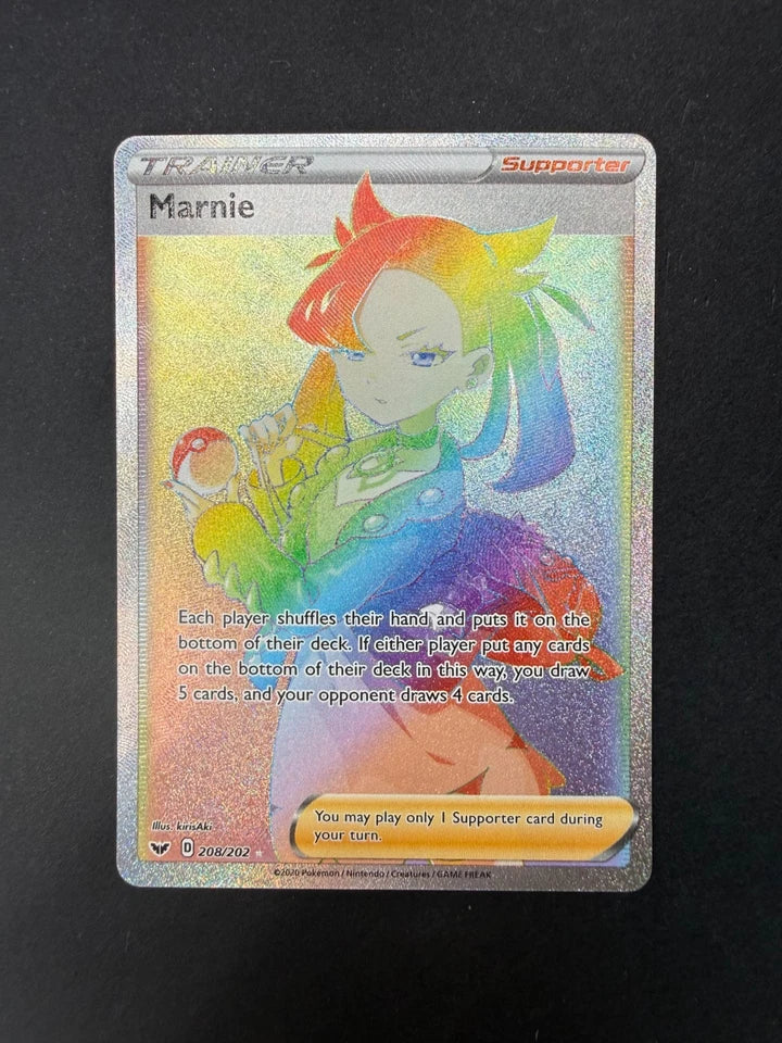 Marnie 208/202 Rare Rainbow Sword & Shield Pokemon NM
