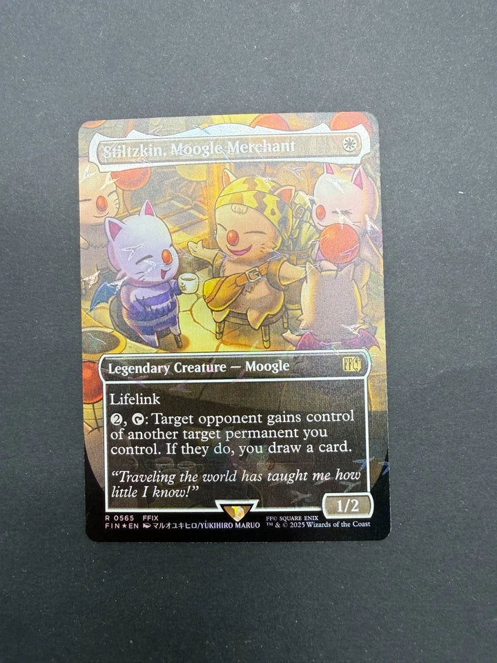 Stiltzkin, Moogle Merchant | Borderless Chocobo Track Foil | Final Fantasy MTG